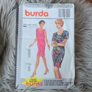 3/$15 Vintage 80s 90s Ladies Dress Burda Sewing Pattern 3501 sz 18 